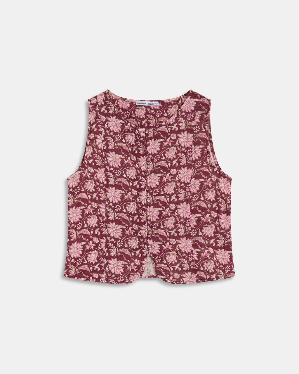 Top Botones Forrados Estampado Floral Granate