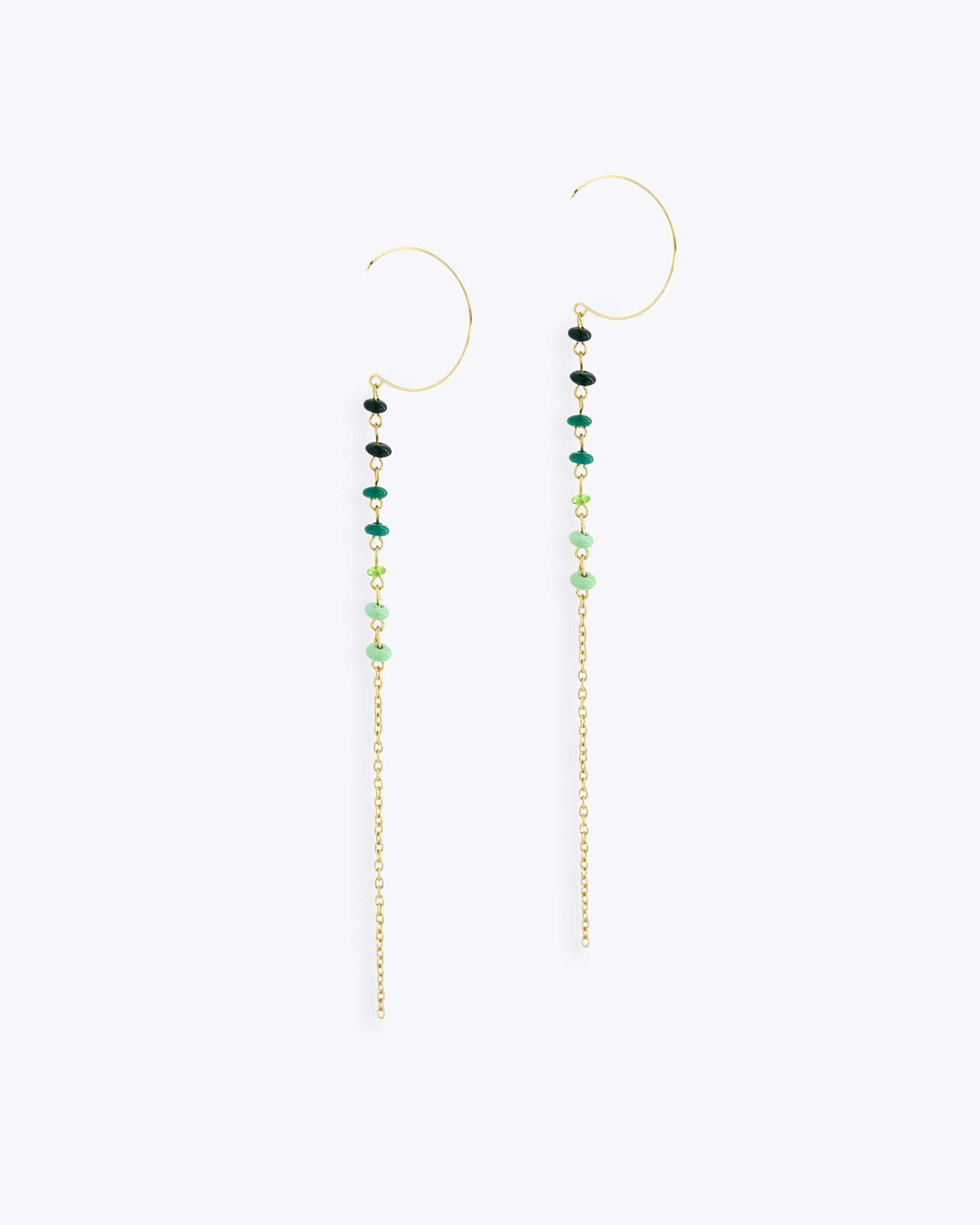 Pendientes Gancho Tira Bolitas Verde