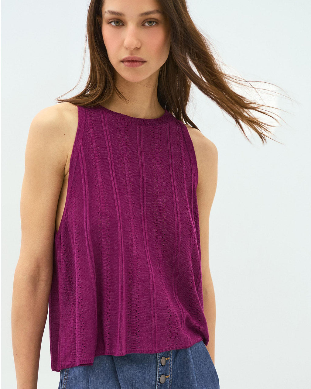 Top Punto Troquelado Morado