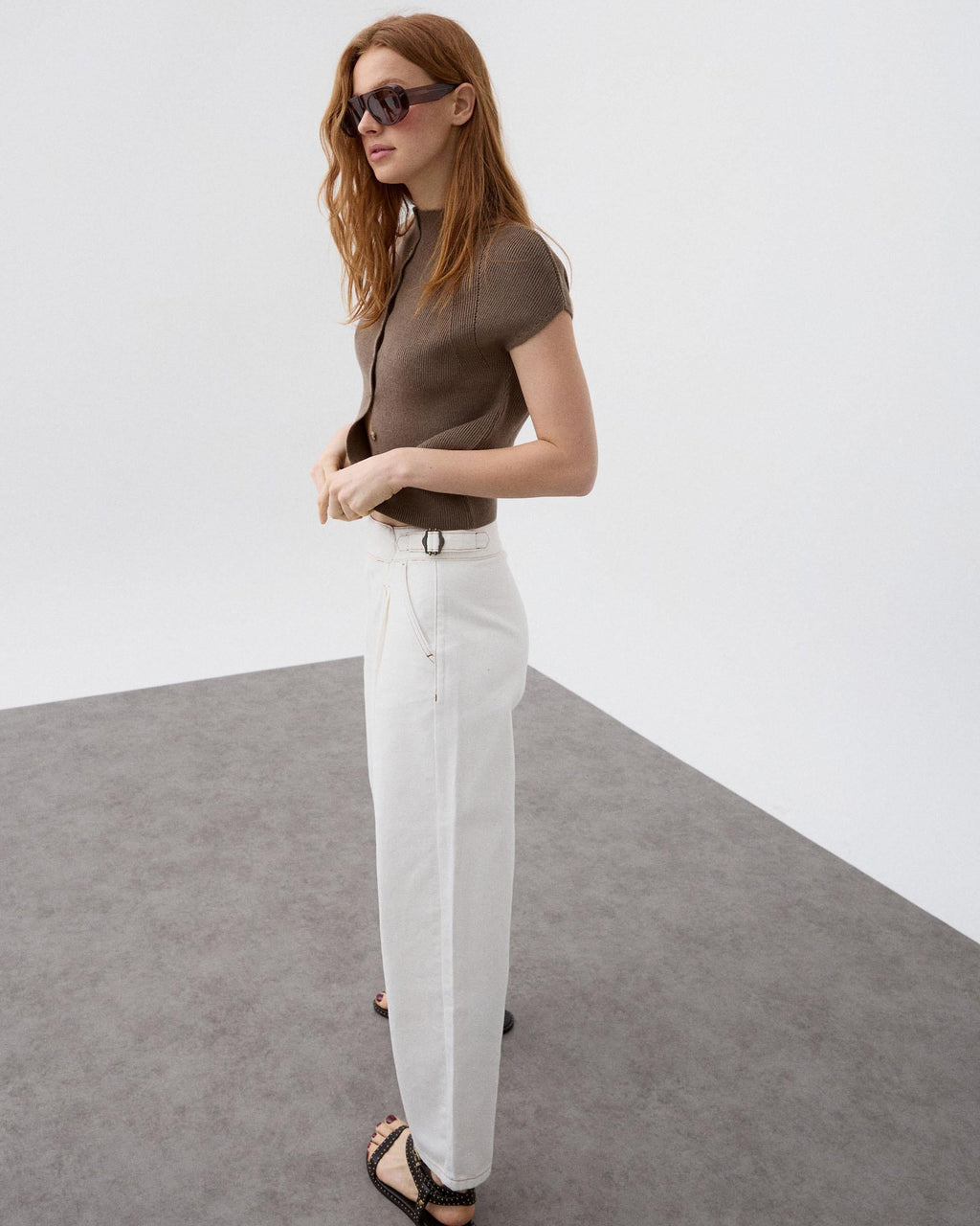Jeans Pieza Delantera Blanco