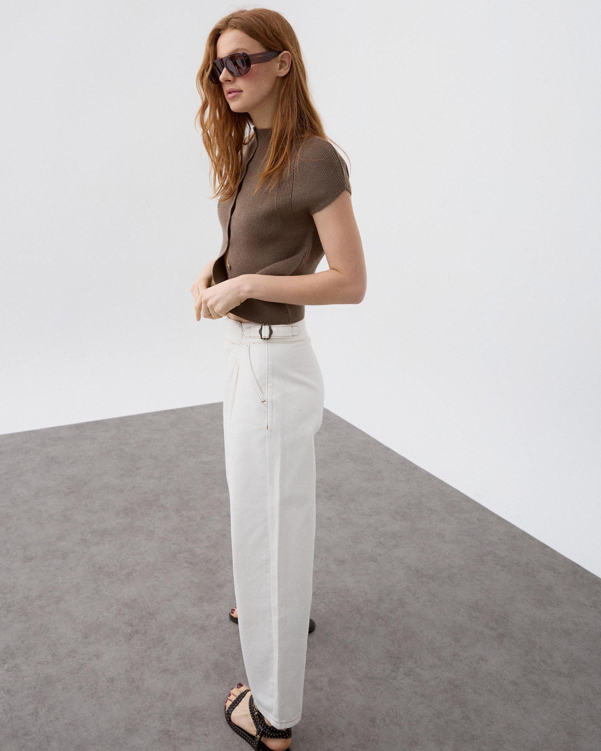 Jeans Pieza Delantera Blanco