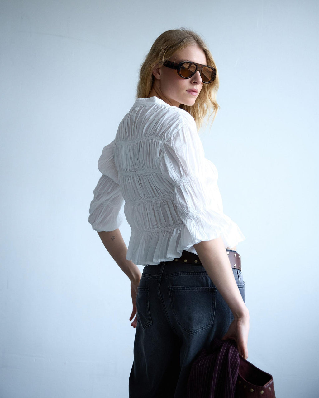 Blusa Fruncidos Blanca