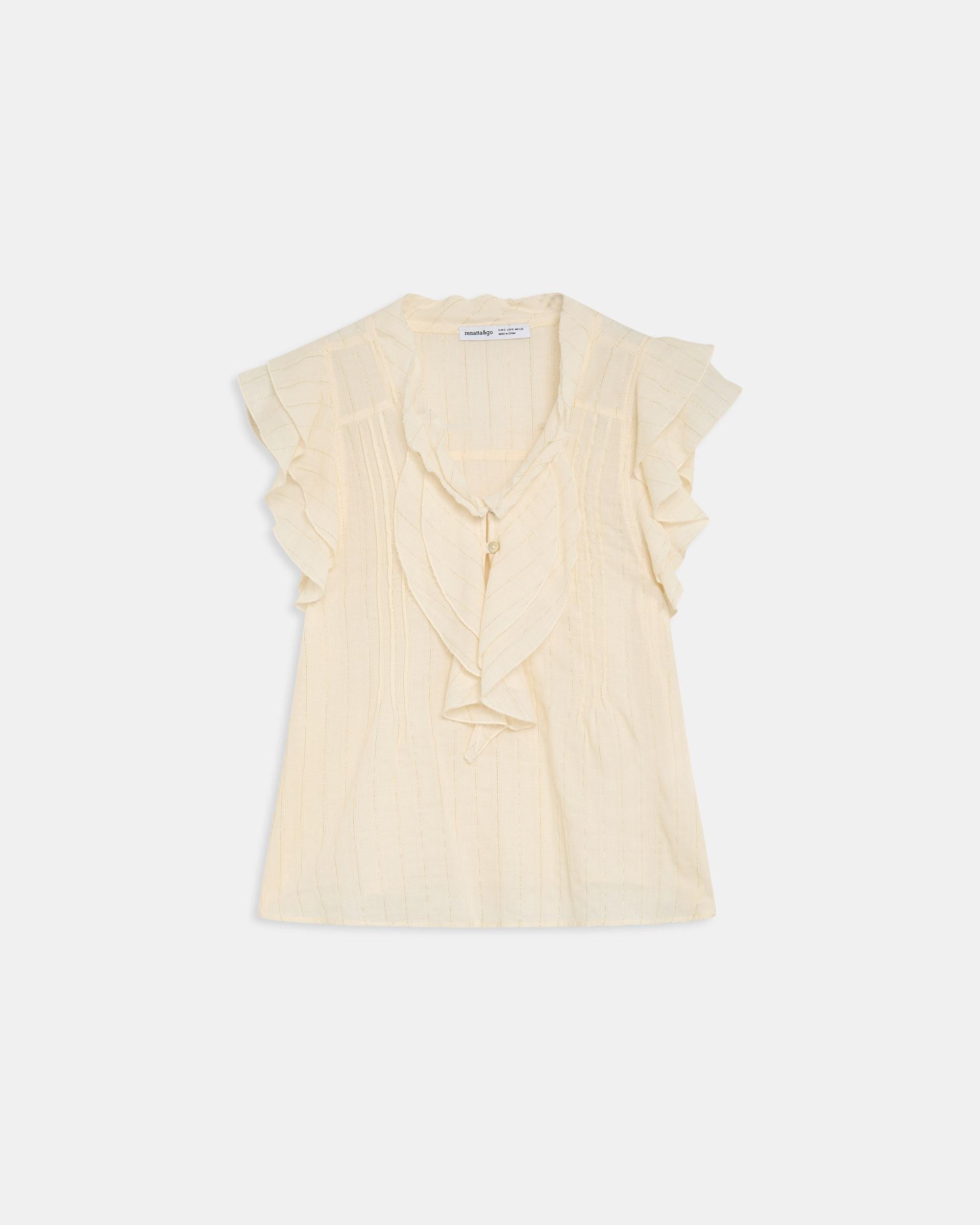 Blusa Sin Mangas Rayas Lurex Blanca