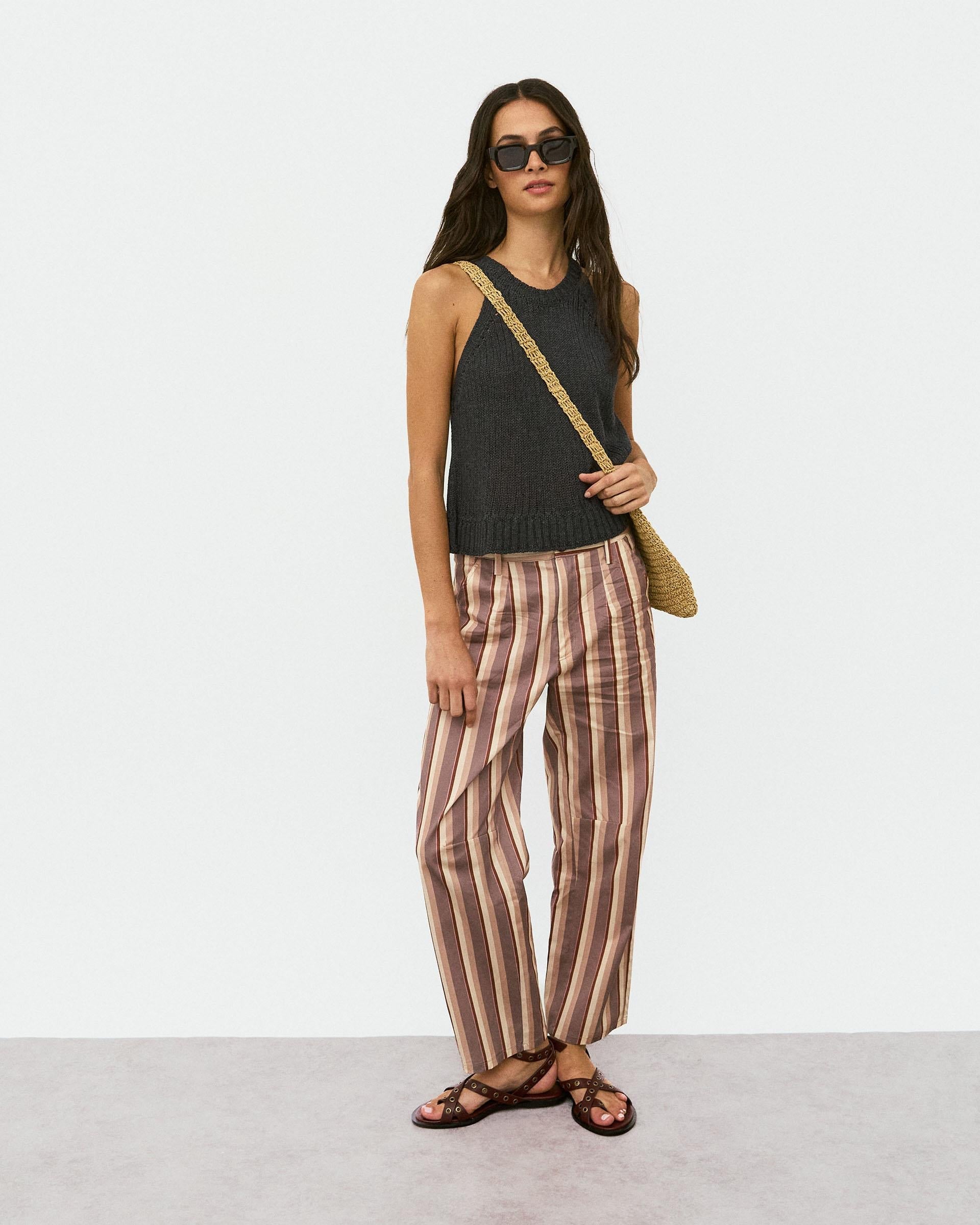 Pantalón Largo Rayas Rosa