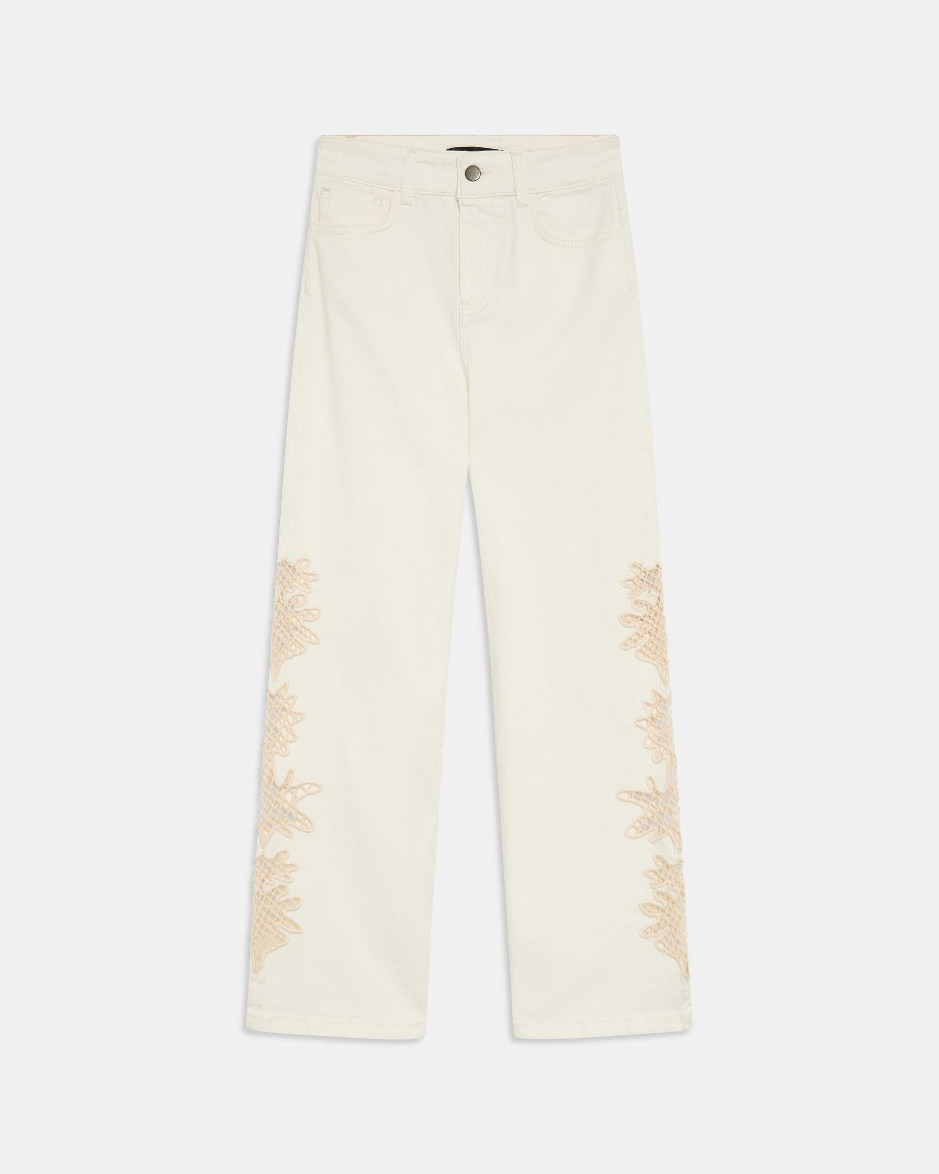 Jeans Detalle Crochet Blanco