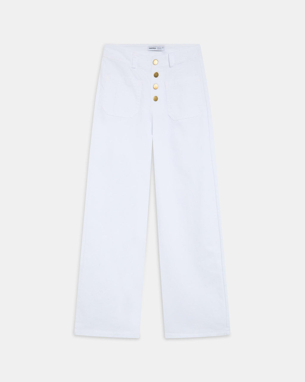 Jeans Bolsillos De Plastón Blanco
