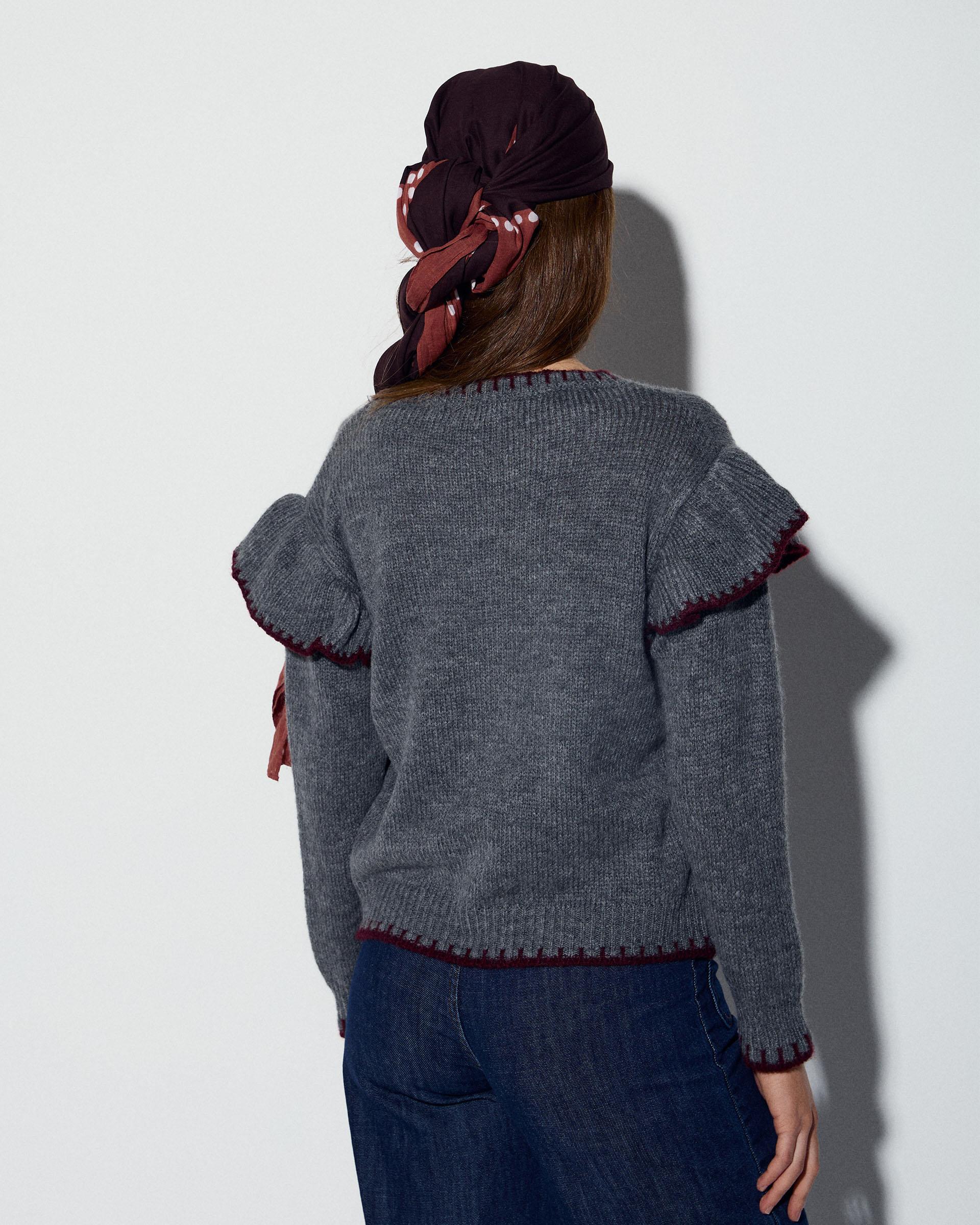 Jersey Volantes Laterales Pespuntes Gris