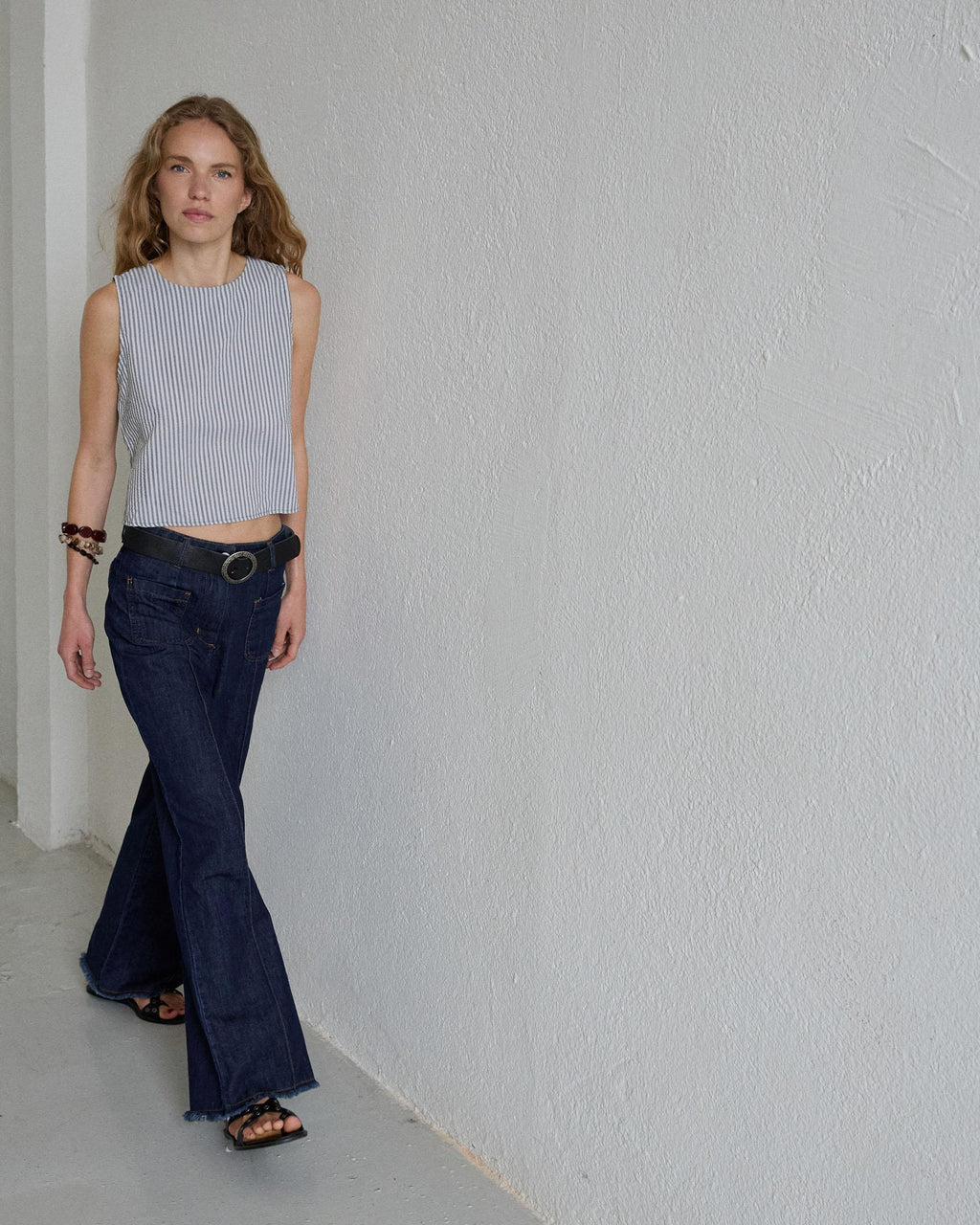 Top Rayas Bicolor Gris