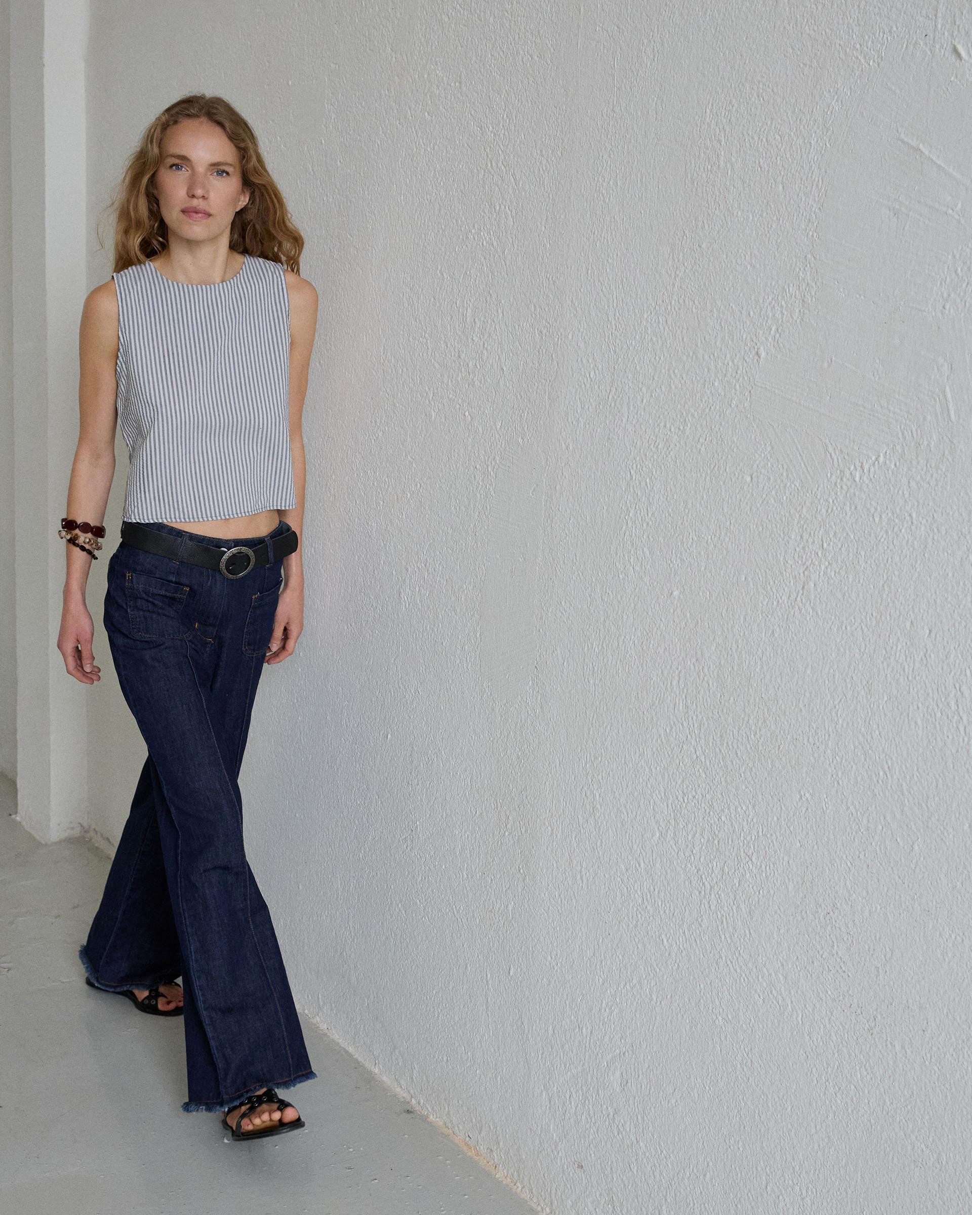 Top Rayas Bicolor Gris