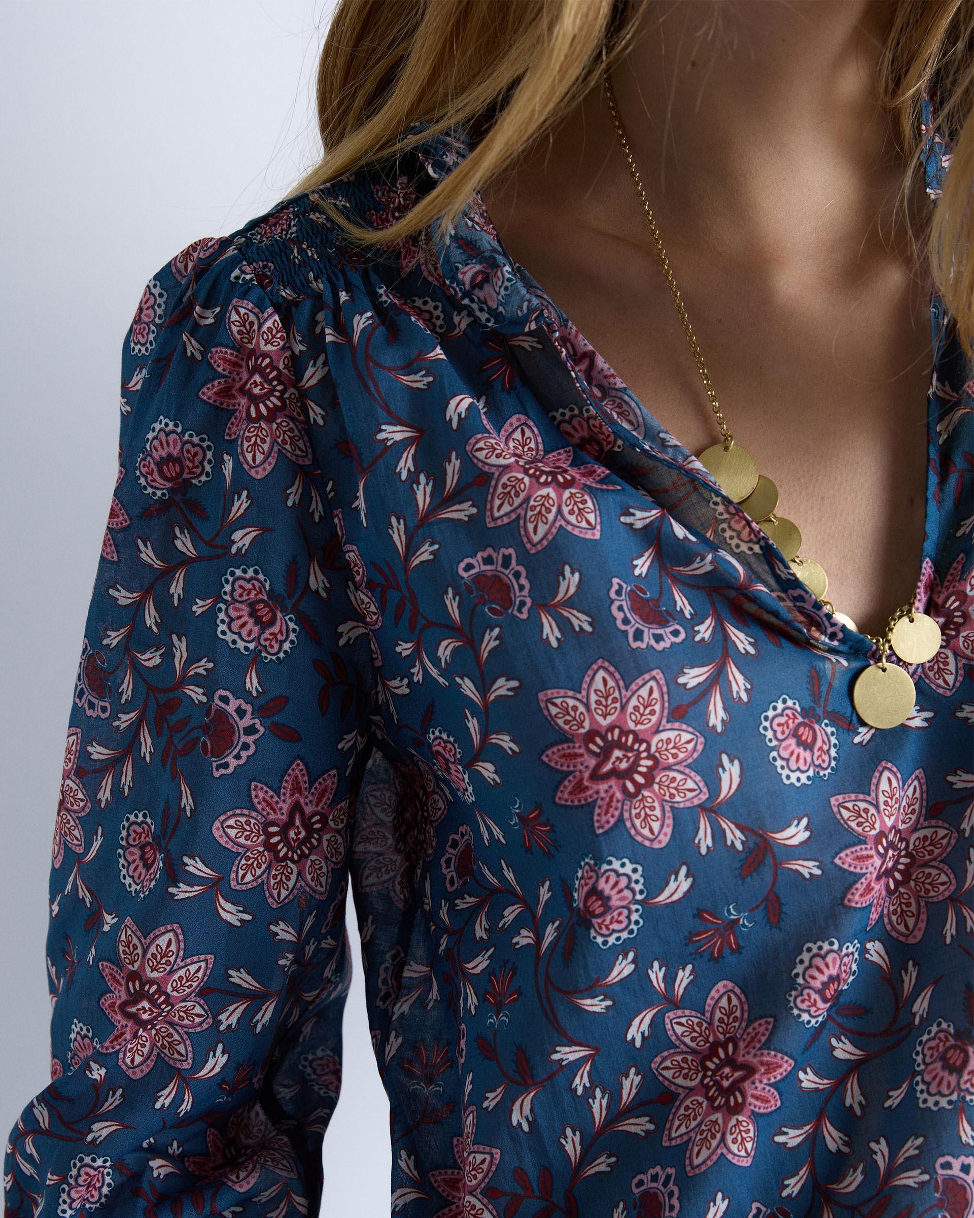 Blusa Estampado Floral Azul