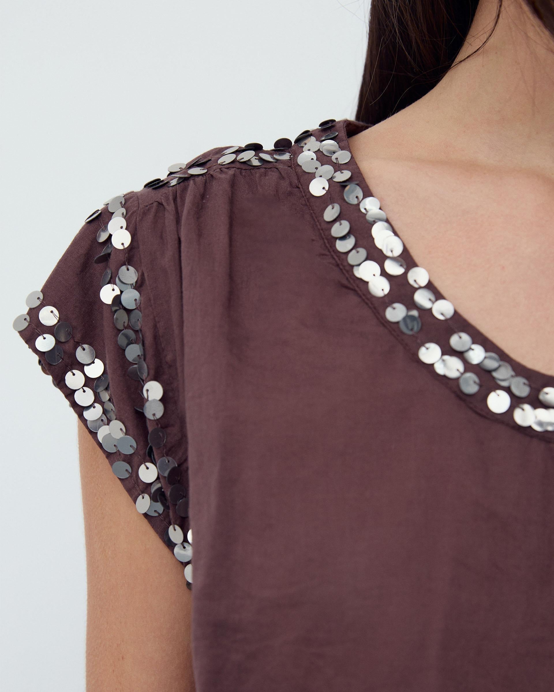 Blusa Lentejuelas Marrón