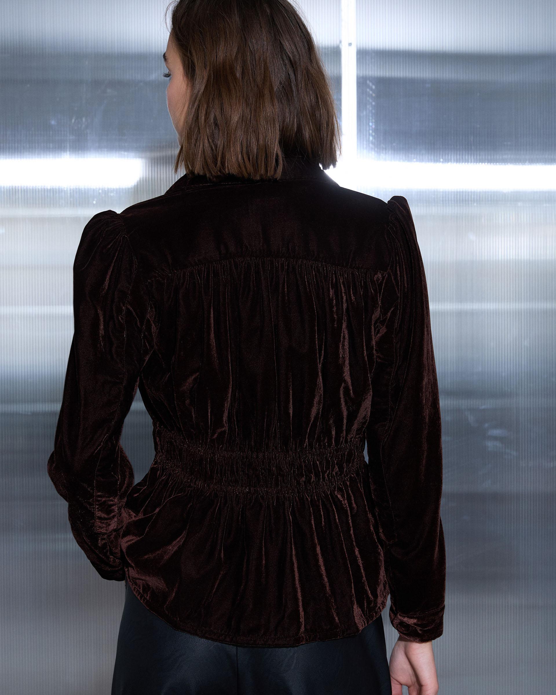 Chaqueta Terciopelo Frunces Marrón