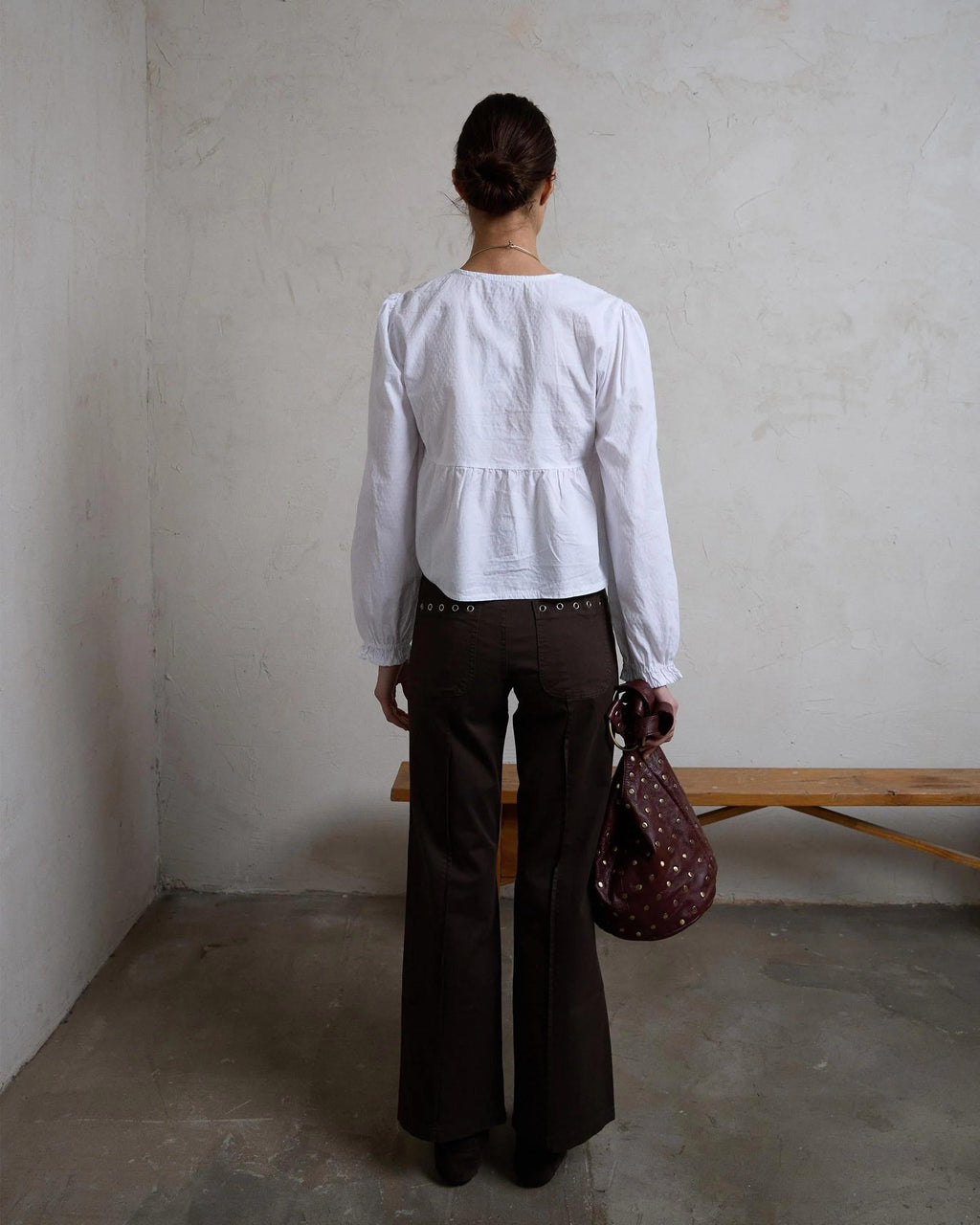 Blusa Escote Nido De Abeja Blanca