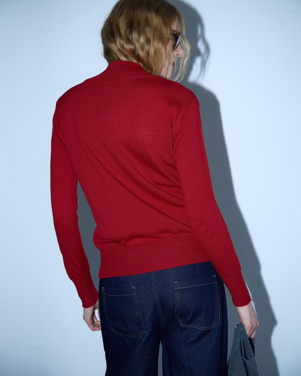 Jersey Punto Fino Cuello Alto Rojo