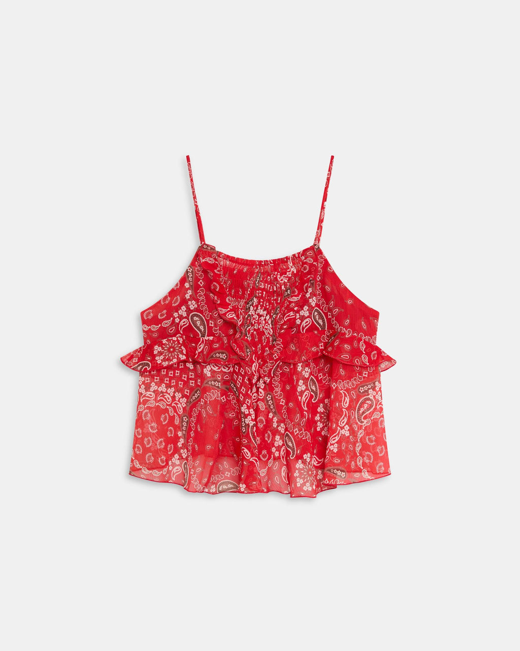 Top Volantes Estampado Bandana Rojo