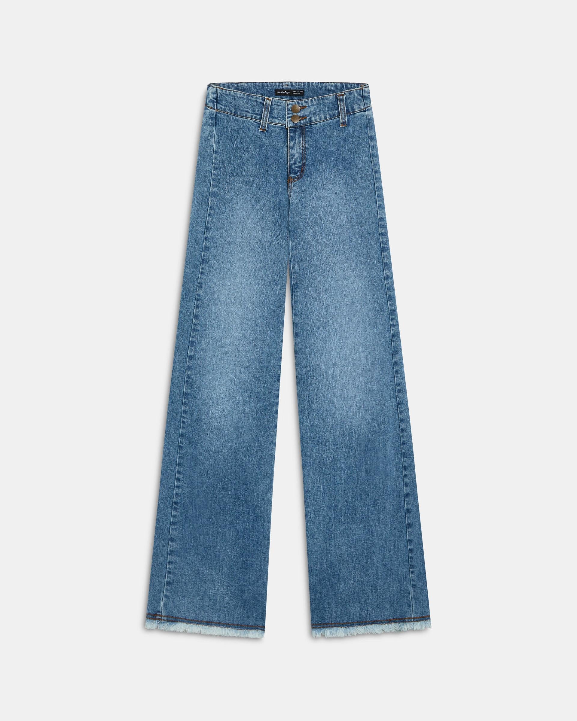 Jeans Cinturilla Doble Botón Azul