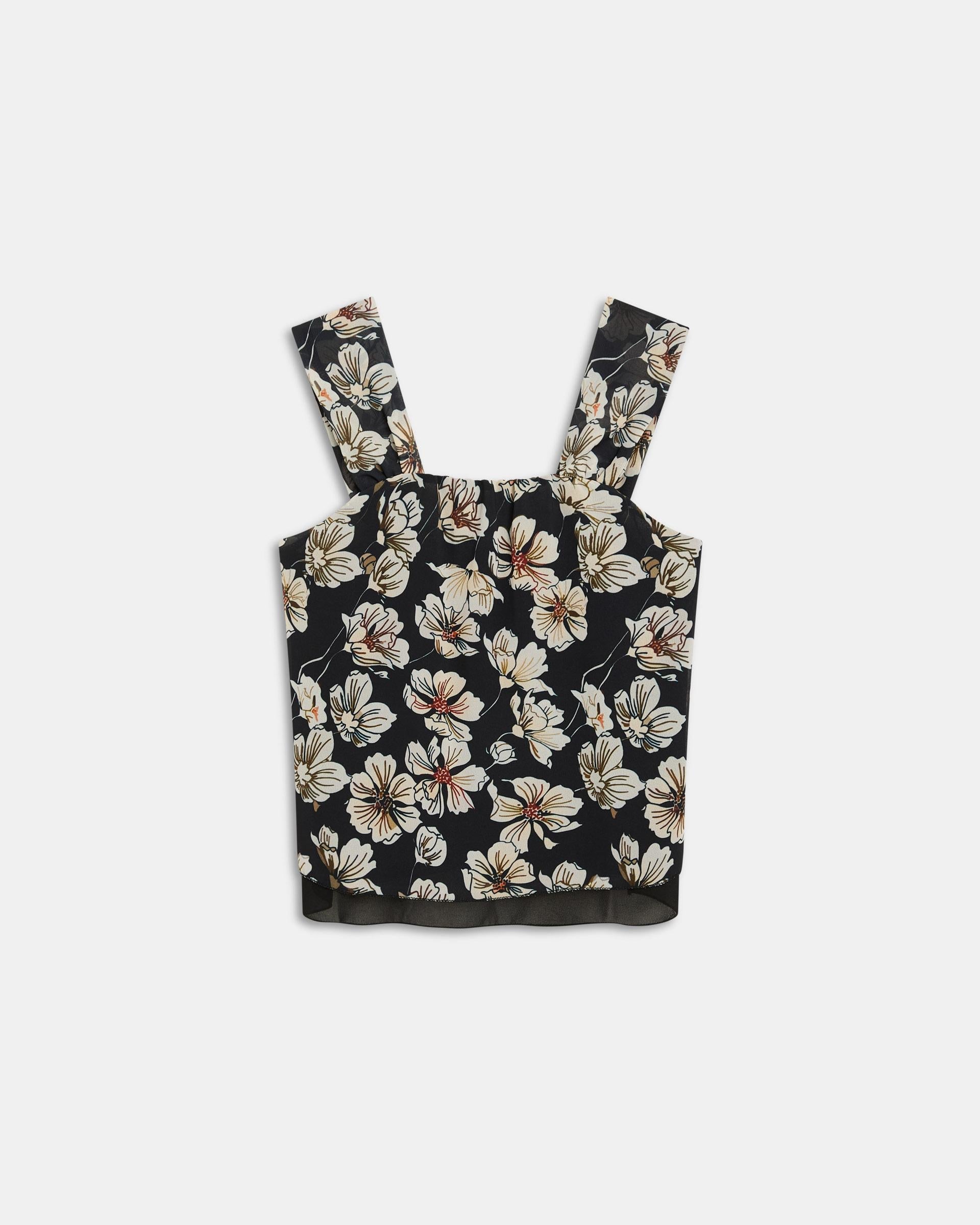 Top Tirantes Bajo Gasa Estampado Negro