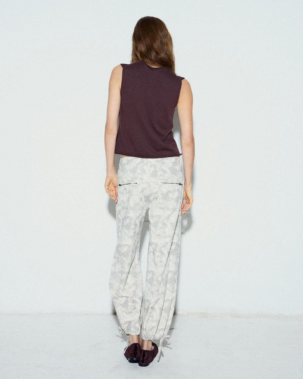 Jeans Estampado Lazada Bajo Blanco