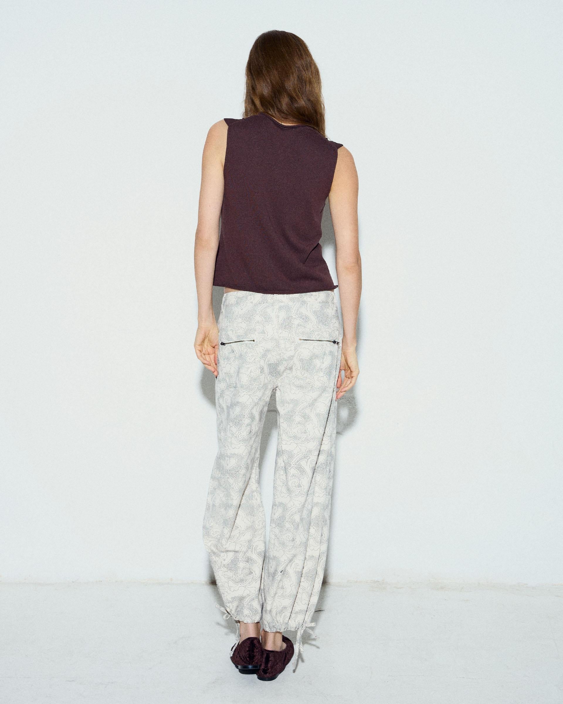 Jeans Estampado Lazada Bajo Blanco