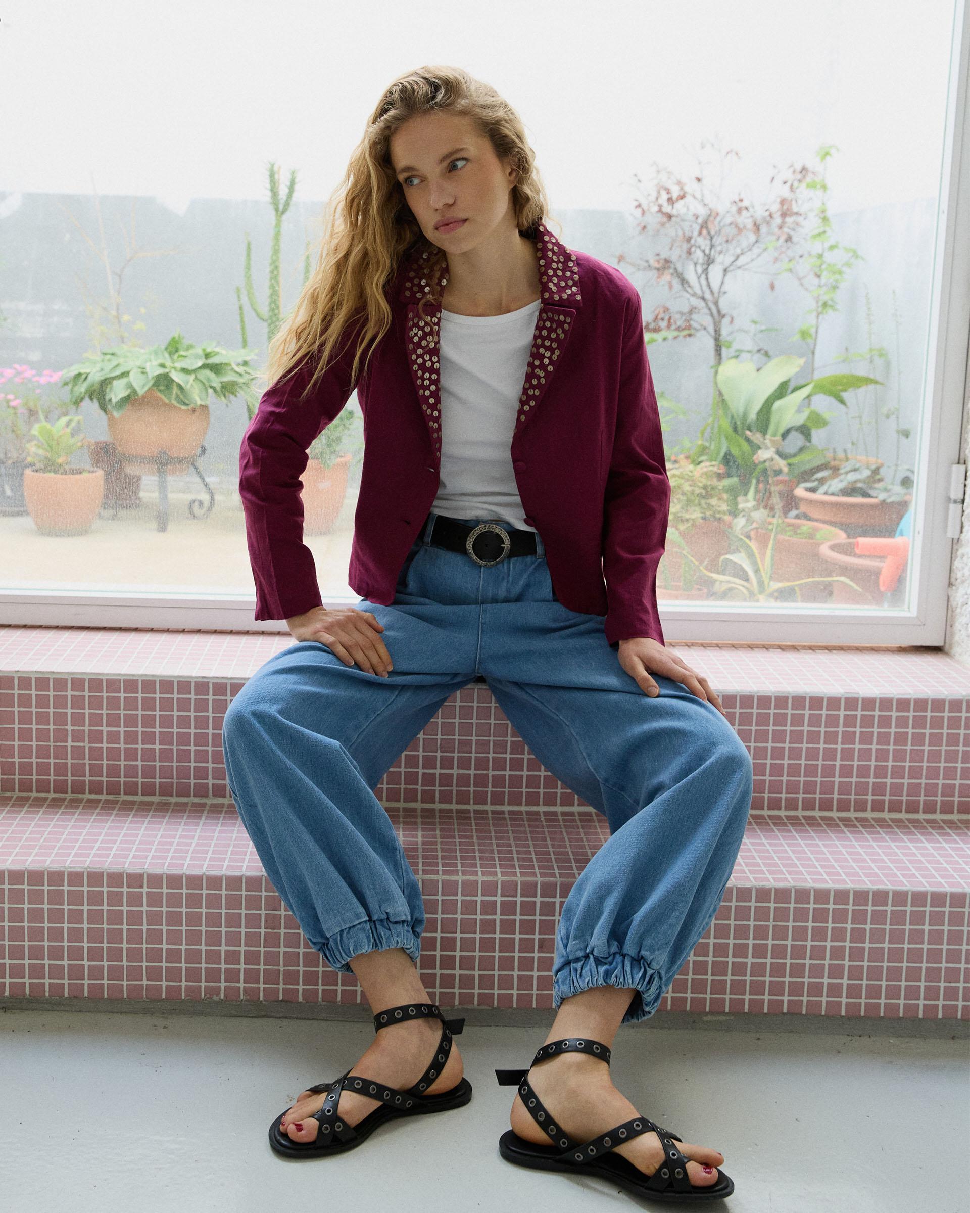 Blazer Lentejuelas Rosa Oscuro