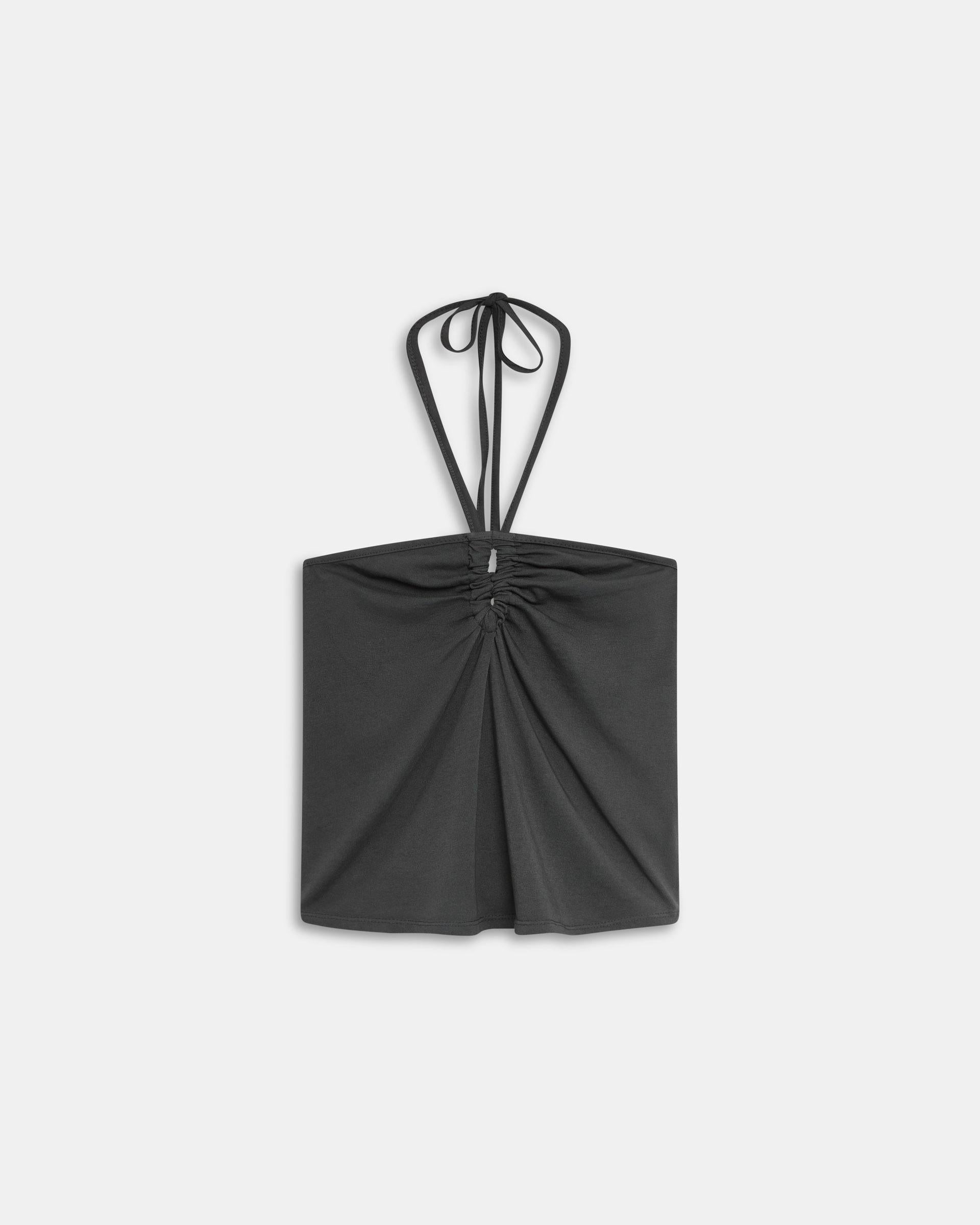 Camiseta Halter Fruncido Delantero Antracita