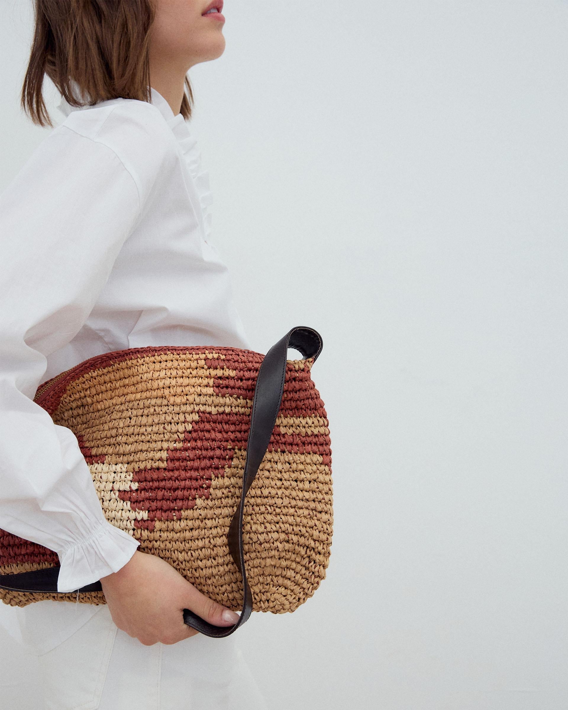 Bolso Rafia Estampado Teja