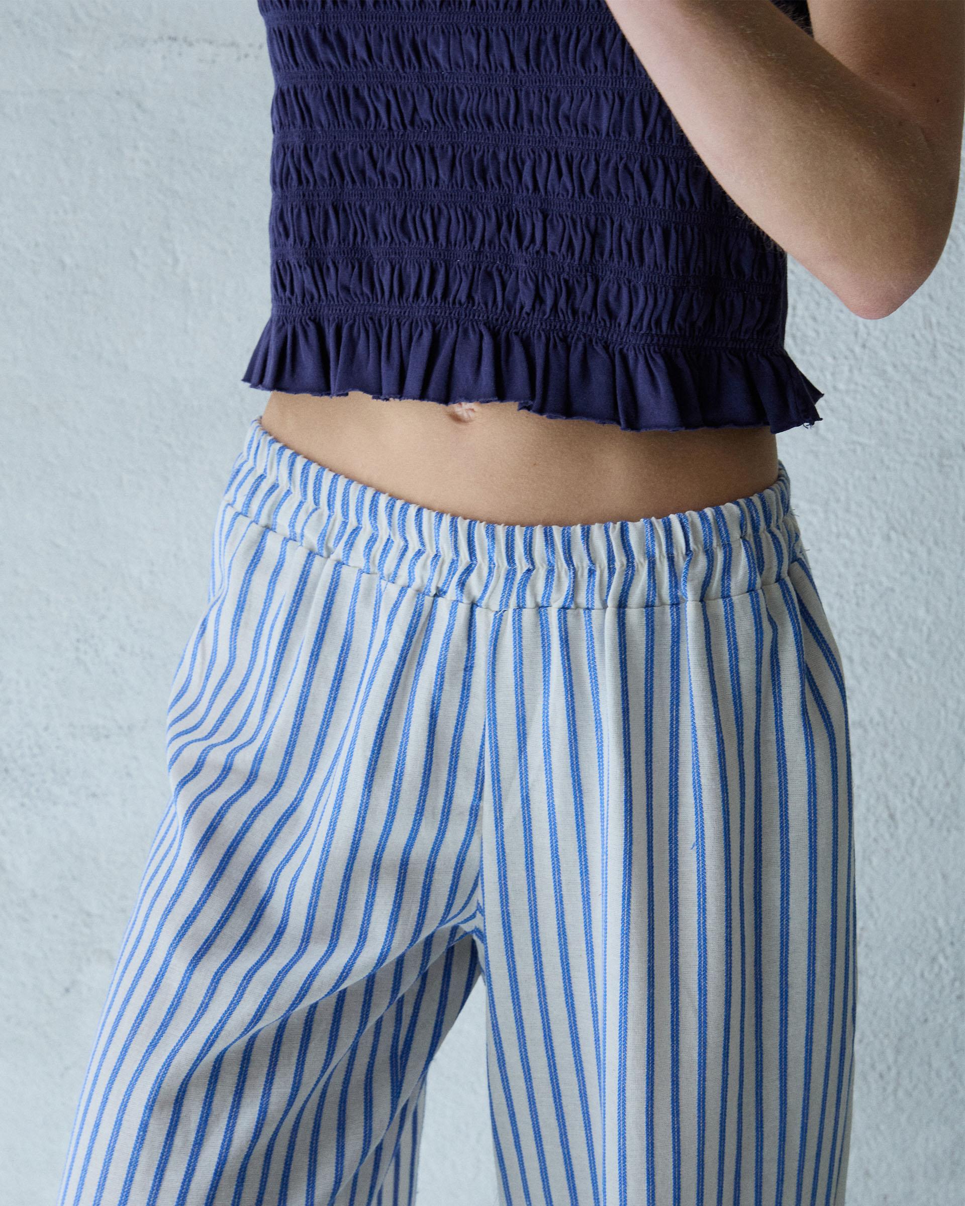 Pantalón Fluido Rayas Azul