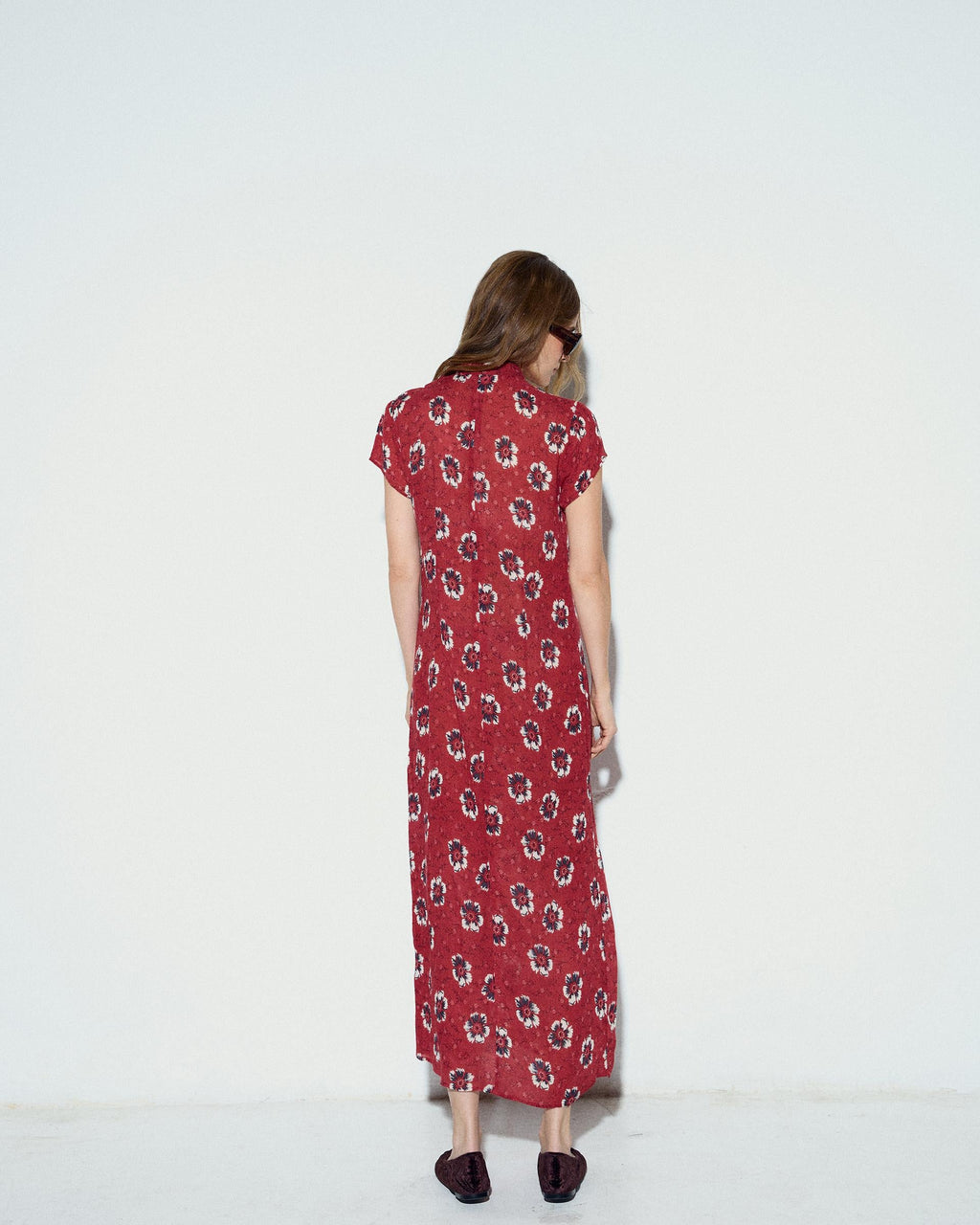 Vestido Alamares Estampado Floral Coral