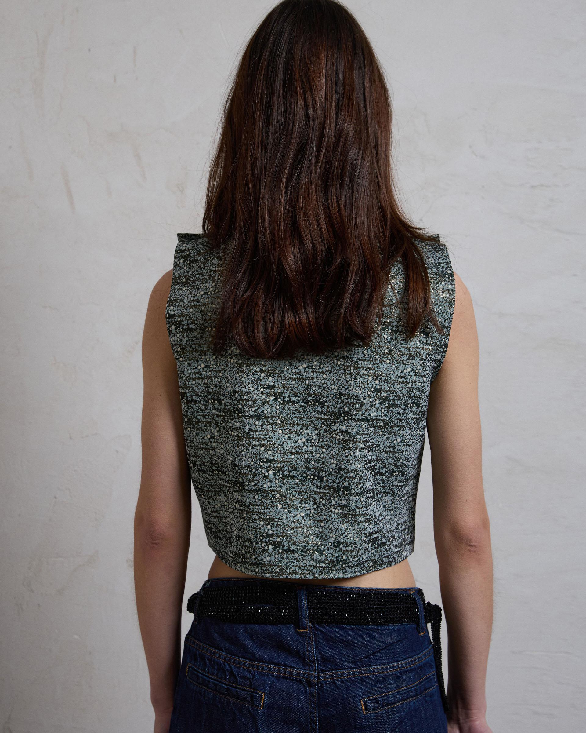 Top Cruzado Jacquard Verde Agua