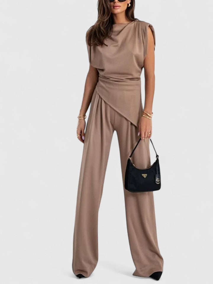 Renata | Conjunto elegante con pantalón y top sin mangas