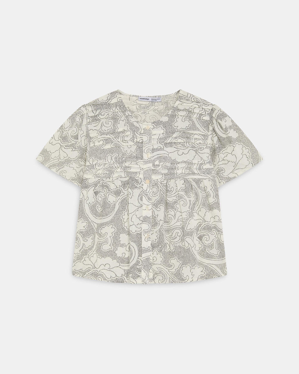Blusa Pliegues Delanteros Botones Blanca