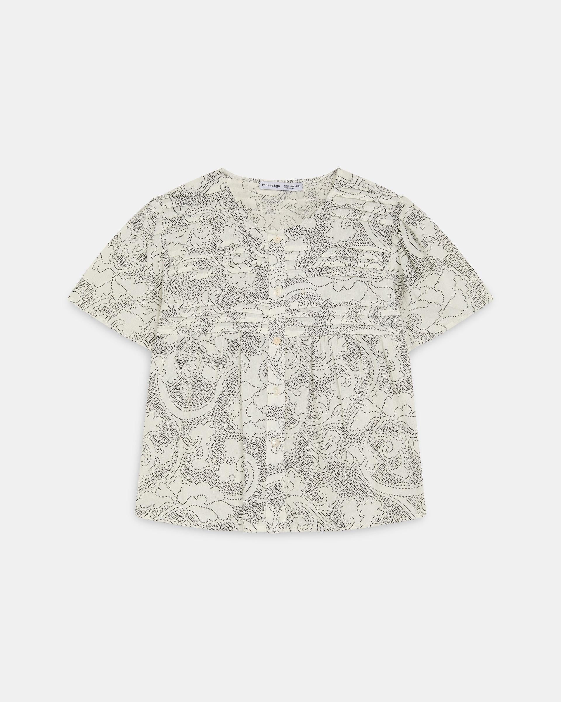 Blusa Pliegues Delanteros Botones Blanca