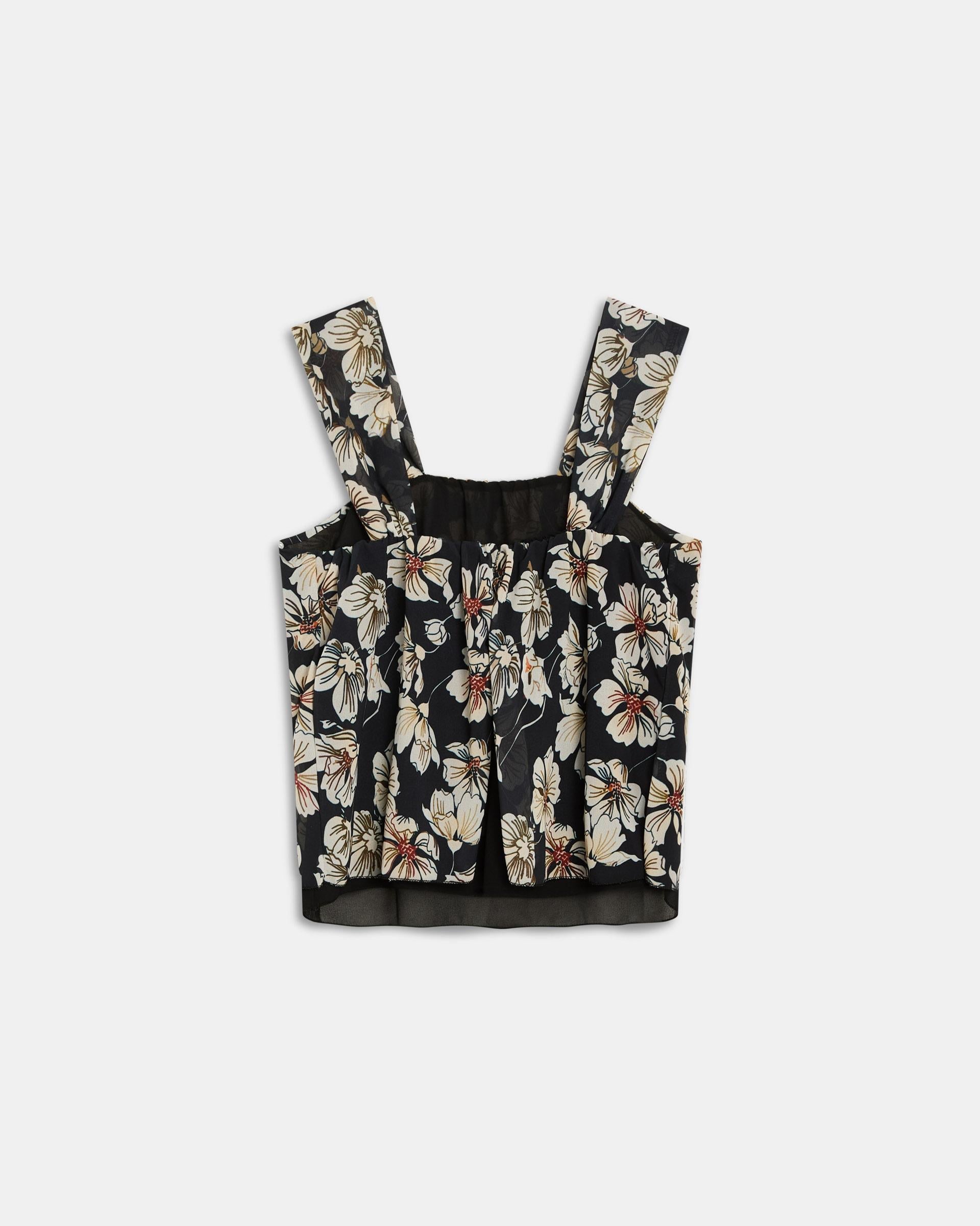 Top Tirantes Bajo Gasa Estampado Negro