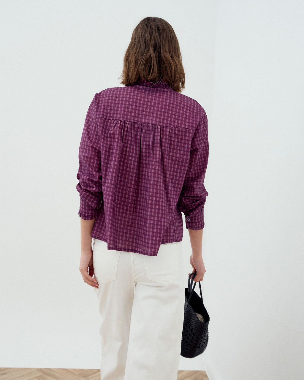 Blusa Canesú Cuadros Morado