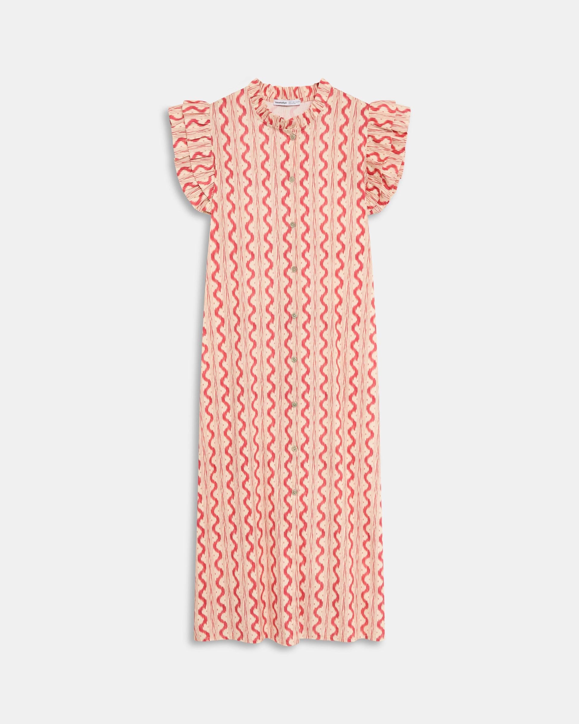 Vestido Camisero Volantes Rosa