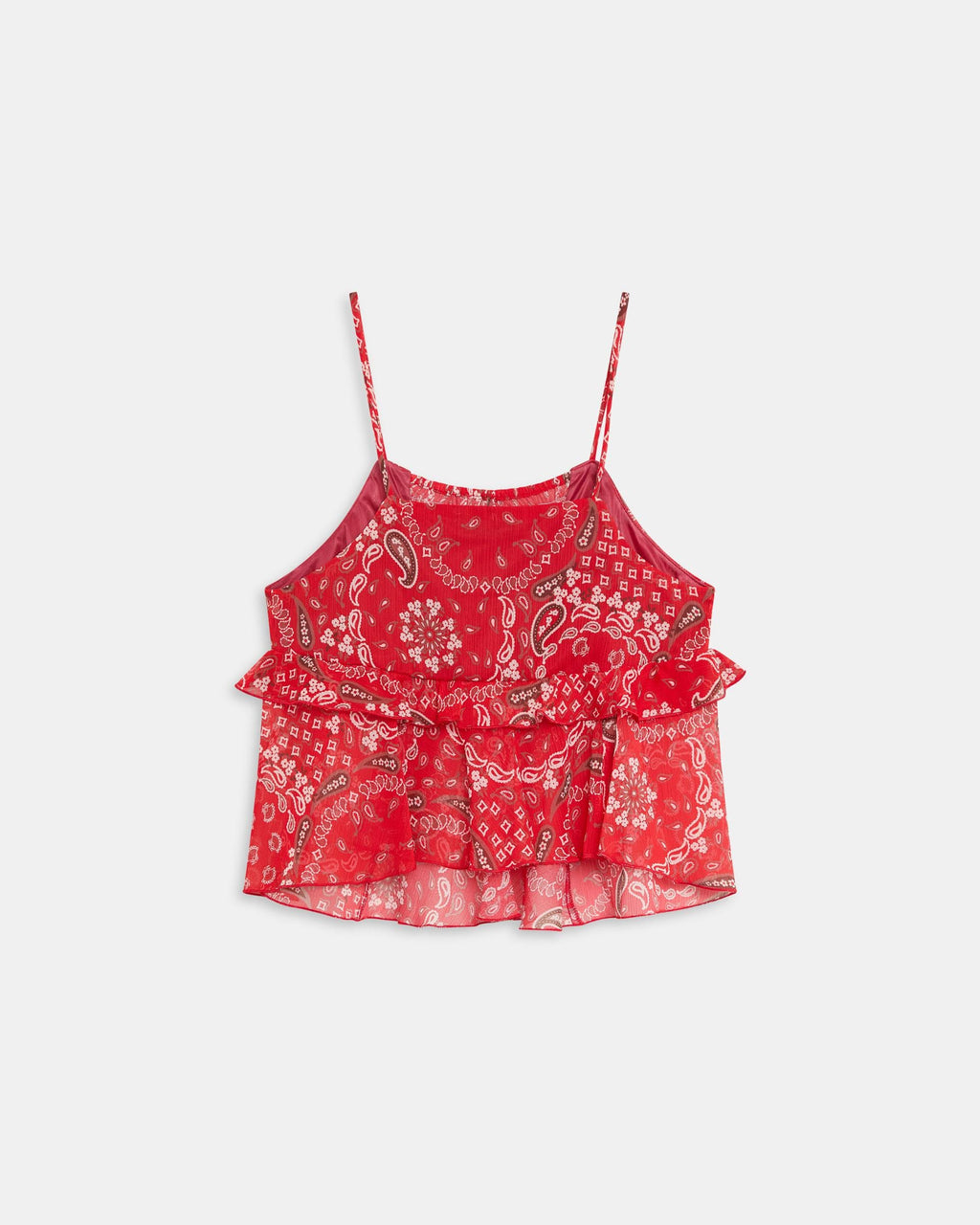 Top Volantes Estampado Bandana Rojo