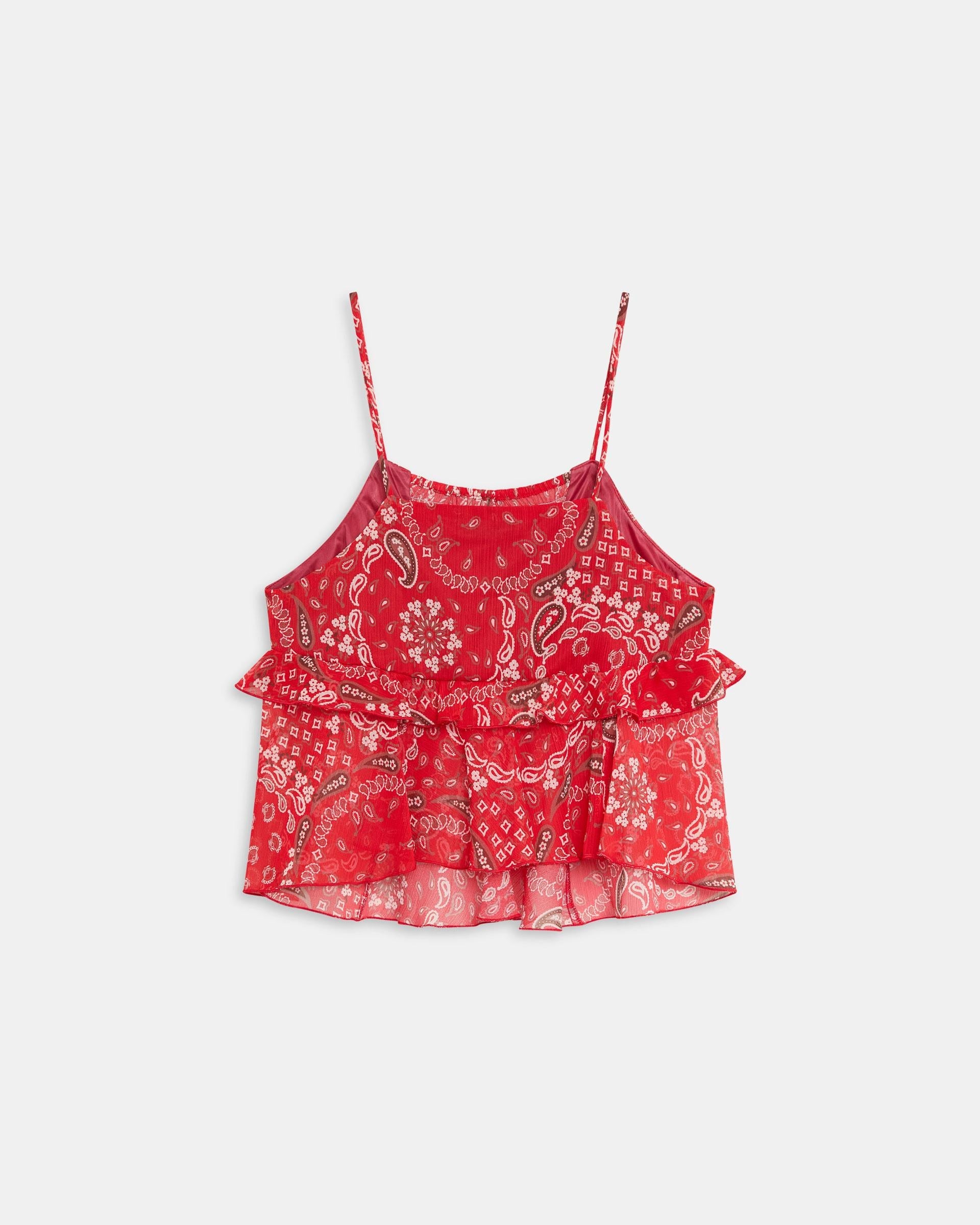 Top Volantes Estampado Bandana Rojo