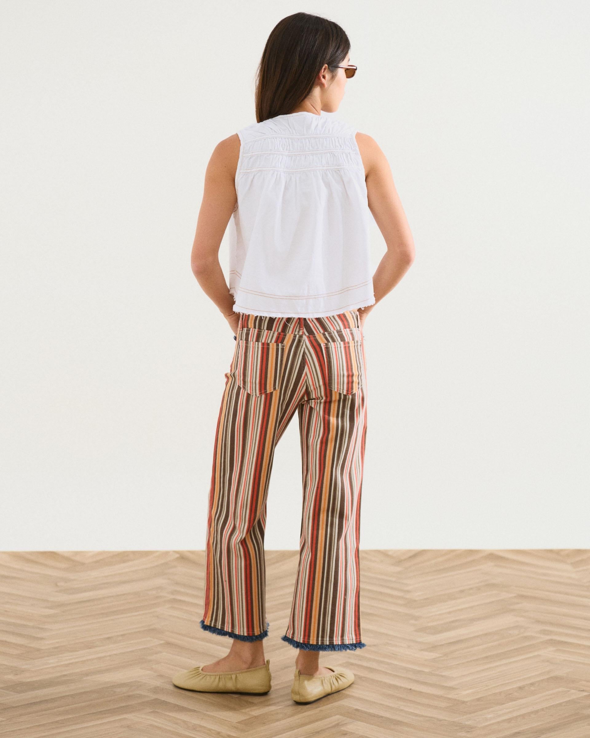 Jeans Desflecados Rayas Multicolor