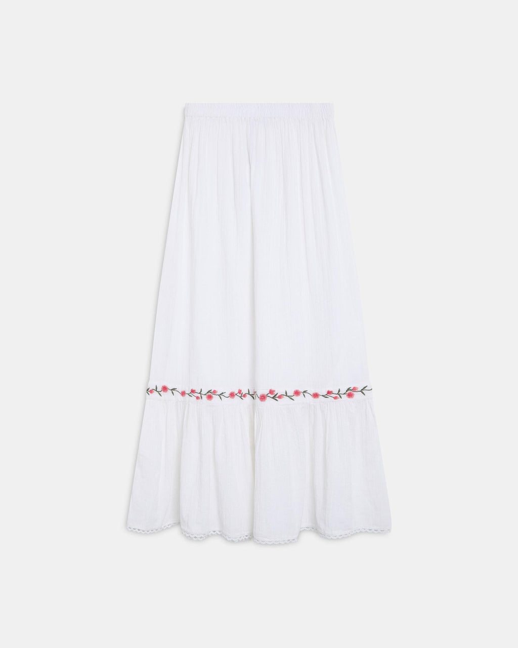 Falda Bordado Flores Blanco