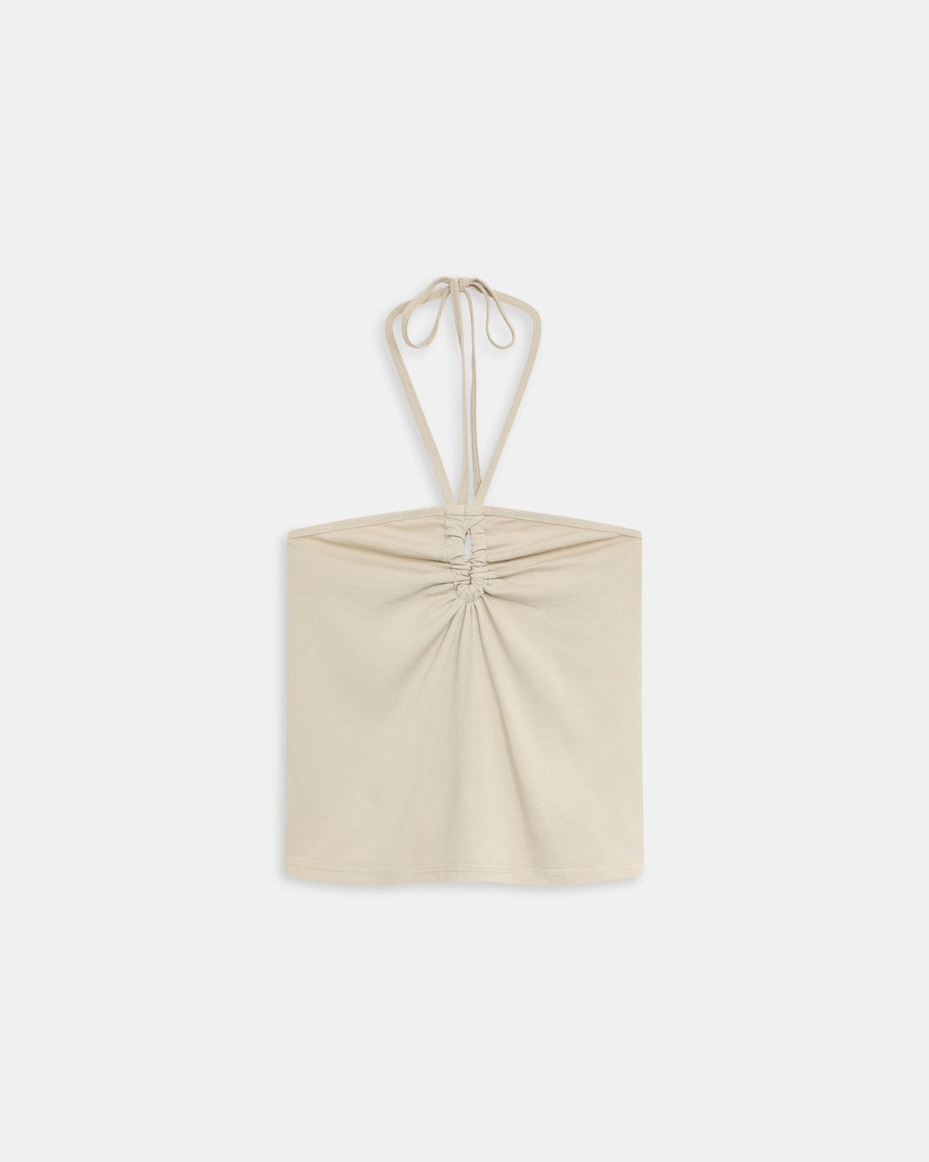 Camiseta Halter Fruncido Delantero Beige