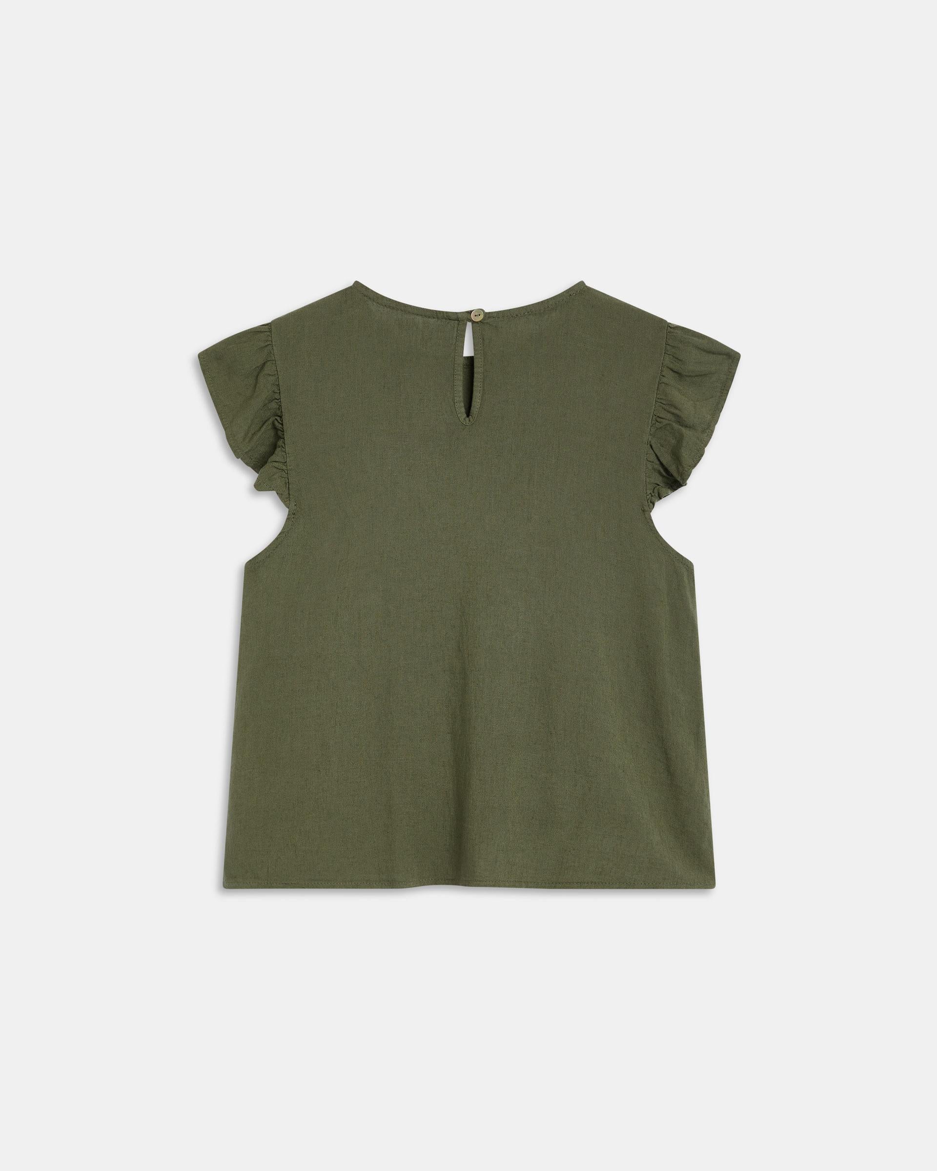 Blusa Jaretas Con Lino Verde Oscuro