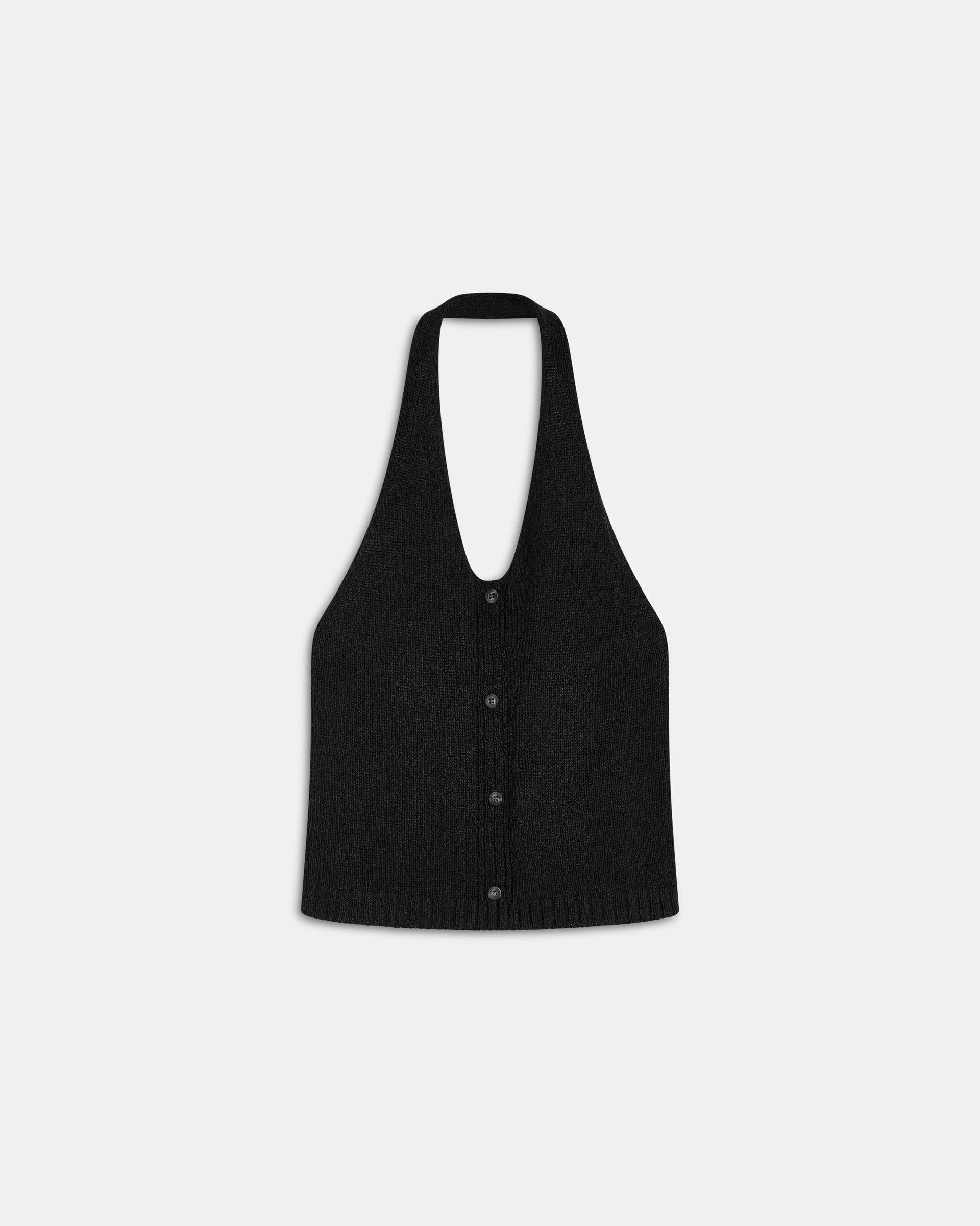 Top Punto Halter Botones Antracita
