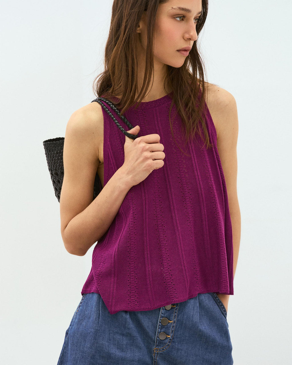 Top Punto Troquelado Morado