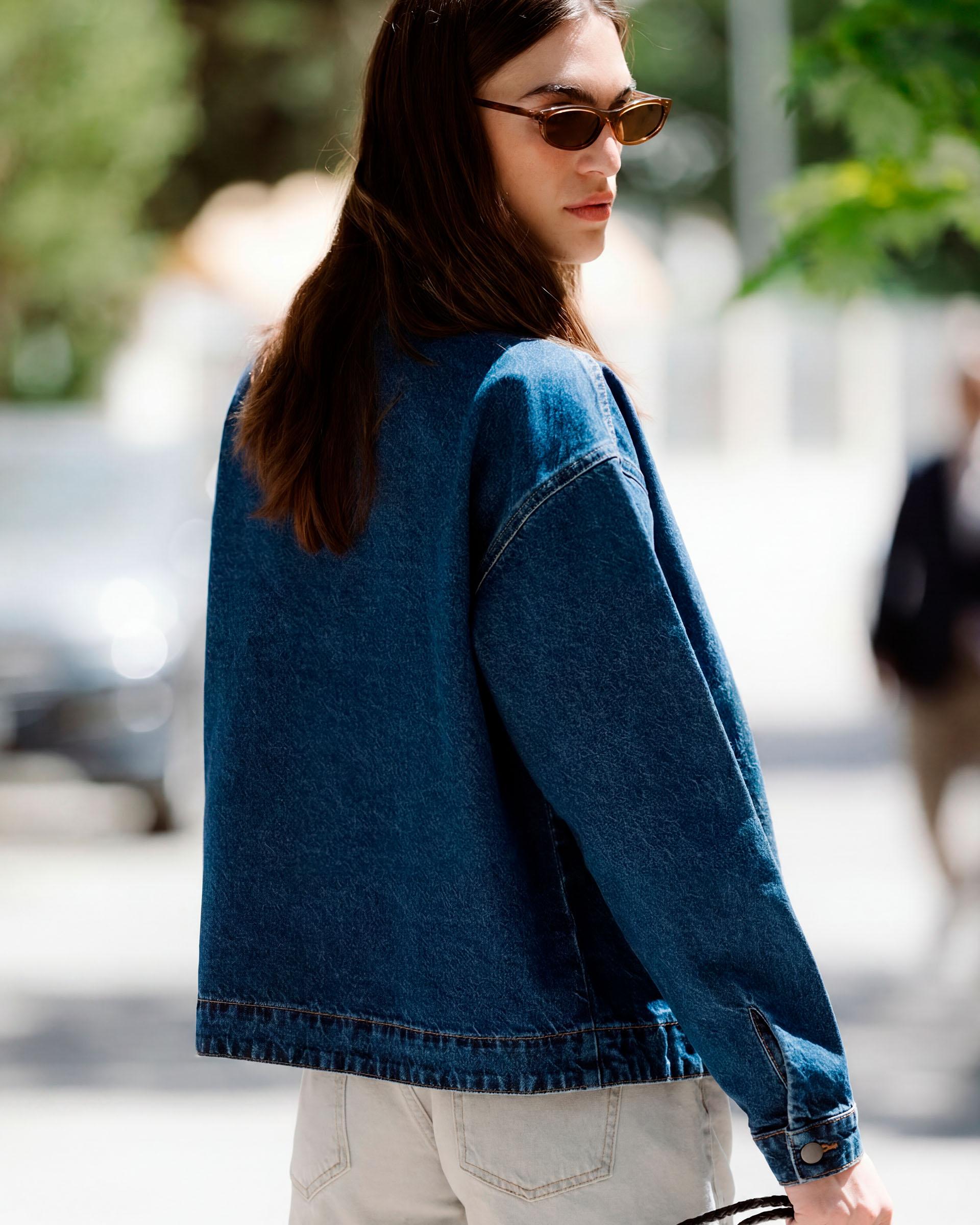 Cazadora Denim Alamares Azul
