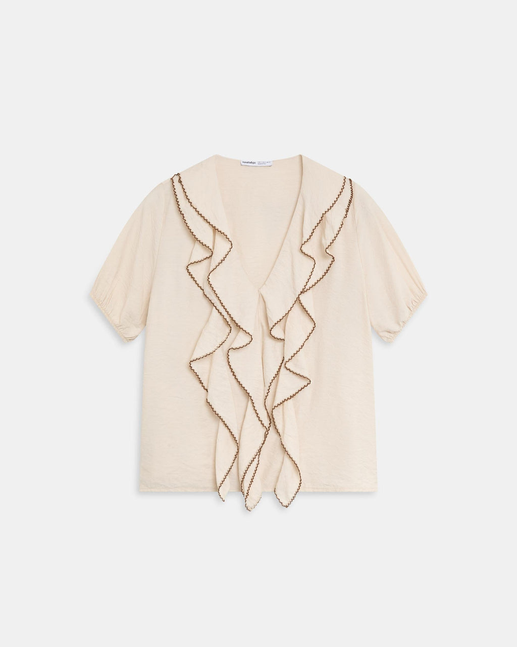 Blusa Volantes Delanteros Vivo Contraste Crudo