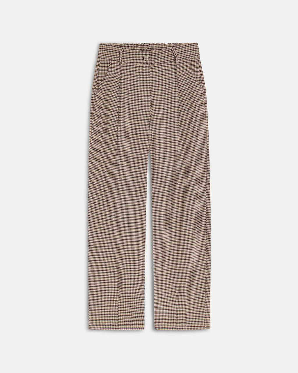 Pantalón Cuadros Pinzas Marrón