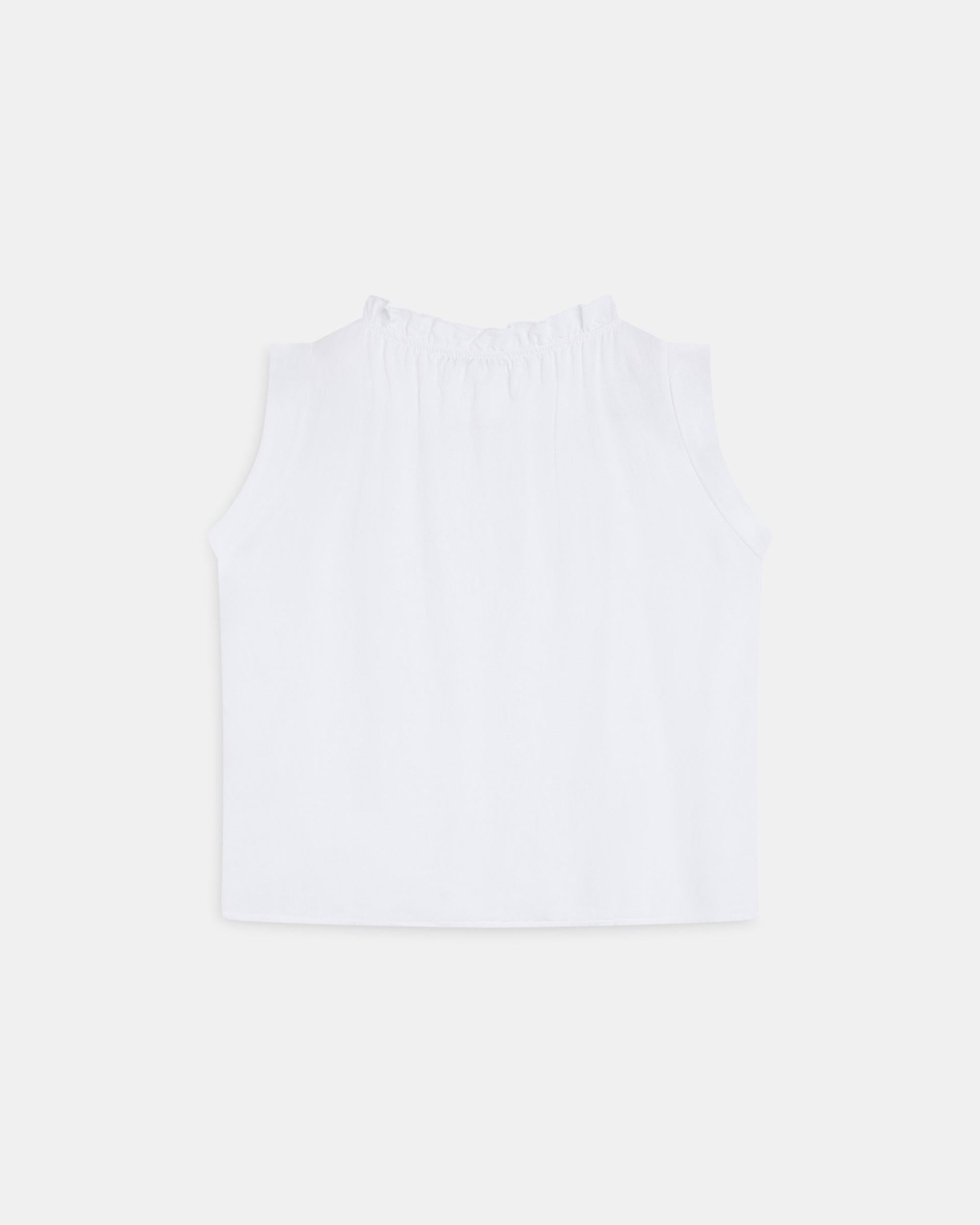 Blusa Sin Mangas Cuello Volante Blanca