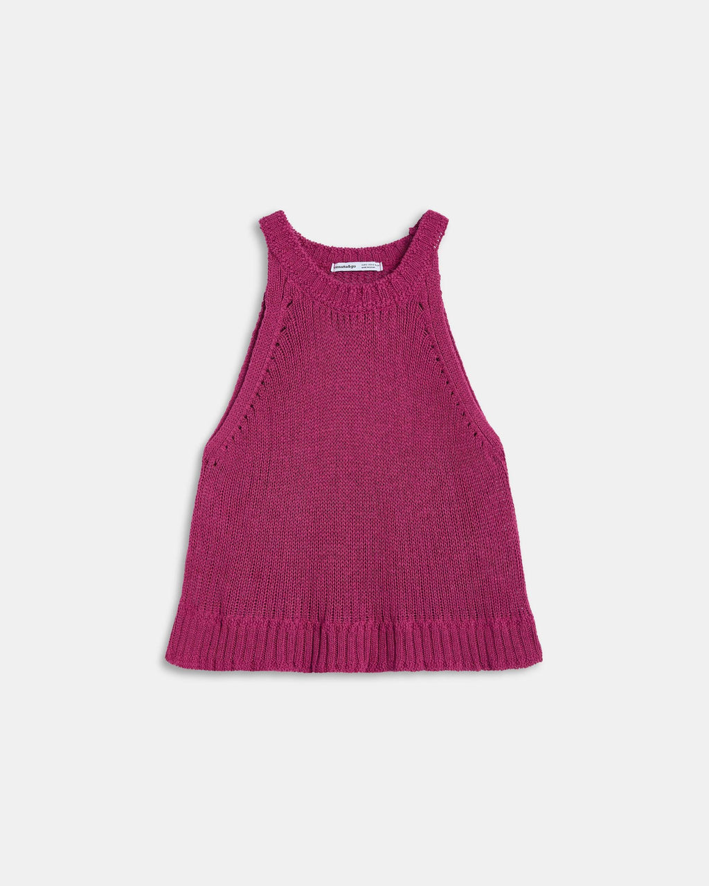 Top Punto Sin Mangas Cuello Redondo Rib Rosa