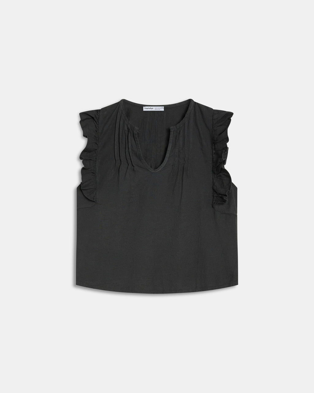 Blusa Sin Mangas Volantes Antracita
