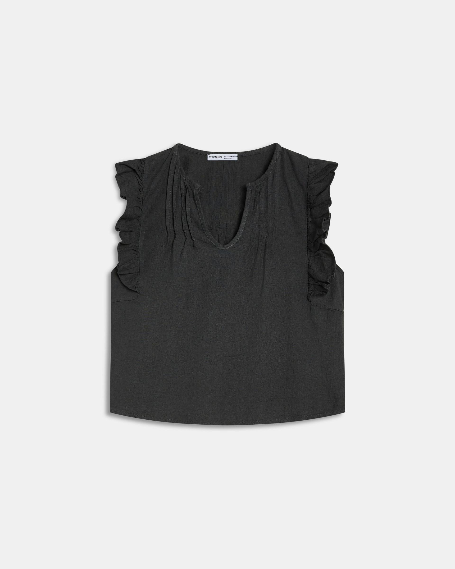 Blusa Sin Mangas Volantes Antracita